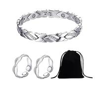 CWPFVQA 1 Pulsera Magnética, 2 Anillos Abiertos, 1 Bolsa De Almacenamiento, Pulsera Irregular, Pulsera Ajustable, Pulsera Magnética De Moda, Joyería Magnética para Mujer.