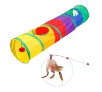 CWPFVQA 1 Túnel De Juguete Arcoíris Para Gatos, Con 1 Palo De Diversión, Túnel Interactivo, Juguete Plegable, Para Gatitos, Cachorros, Conejos, Hámsters