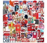 CWPFVQA 100 Pegatinas de autobús de Londres, Pegatinas Decorativas - Vinilo, Cartoon, Rojo, Impermeable, Outdoor