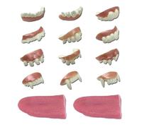 CWPFVQA 12 Piezas De Dientes De Vampiro con 2 Lenguas Artificiales, Accesorios para Disfraces De Vampiro, Accesorios Mágicos, Adecuados para Halloween, Fiestas Temáticas Y Espectáculos De Magia