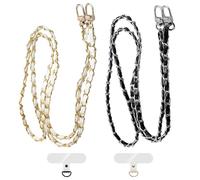 CWPFVQA 2 Cordones De Pu Para Teléfono Celular Con 2 Clips Para Cordón De Teléfono Celular, Cadena De Metal Para Teléfono Celular, Joyería Para Caja De Teléfono Celular, Cadena De Reemplazo De Bolso