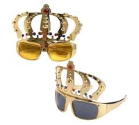 CWPFVQA 2 Pares De Gafas De Corona Dorada, Gafas De Fiesta Divertidas, Gafas De Juguete Para Juegos De Rol, Accesorios De Actuación Para Fiestas, Gafas De Despedida De Soltero