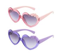CWPFVQA 2 Pares De Gafas De Sol Para Niños, Gafas De Sol En Forma De Corazón, Gafas De Sol Decorativas Florales, Gafas De Sol Para Exteriores, Gafas De Protección Solar