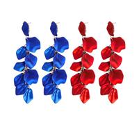 CWPFVQA 2 Pares De Pendientes De Pétalos, Pendientes Retro De Moda, Pendientes Largos con Colgante, Pendientes Elegantes para Mujer, Accesorios De Ropa (Rojo, Azul)