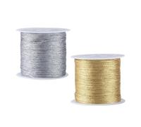 CWPFVQA 2 Rollos De Cuerda Brillante, Alambre Artesanal De 0,4 Mm, Alambre De Metal, Alambre De Joyería, Alambre De Cinta De Regalo, Alambre Decorativo, Cuerda De Bricolaje Trenzada A Mano