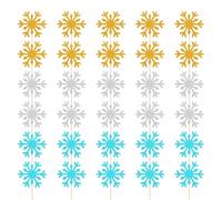 CWPFVQA 30 Piezas De Insertos para Pasteles De Copos De Nieve, Decoraciones para Pasteles Congelados, Decoraciones De Cumpleaños Congeladas, Decoraciones Colgantes De Copos De Nieve Brillantes