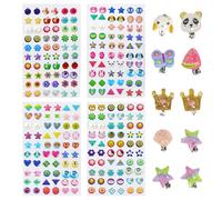 CWPFVQA 4 Hojas De Pegatinas para Orejas, 10 Piezas Clips para Orejas, Pendientes Adhesivos, Pendientes Adhesivos para Niñas, Pegatinas De Piedras Preciosas para La Cara