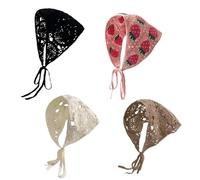 CWPFVQA 4 Pañuelos Triangulares De Punto, Versátiles, Unisex, Negro, Estampado De Fresas, Gorros De Moda Para Mujer