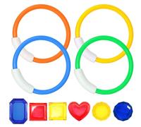 CWPFVQA 4 Piezas De Anillos De Buceo Coloridos, 6 Piezas De Piedras Preciosas De Buceo, Juguetes De Anillos De Buceo, Anillos De Entrenamiento De Piscina, Juguetes De Piscina Para Niños
