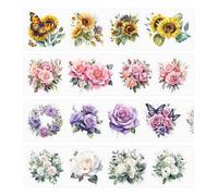 CWPFVQA 4 rollos de cinta de flores, pegatinas florales transparentes, cinta de scrapbooking, cinta decorativa de regalo, cinta decorativa para álbum de fotos