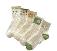 CWPFVQA 5 Pares De Calcetines con Estampado Floral para Mujer, Calcetines hasta Media Pantorrilla para Mujer, Lindos Calcetines para Mujer, Calcetines Resistentes Al Desgaste, Accesorios De Vestir