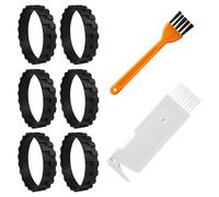 CWPFVQA 6 Neumáticos De Robot De Barrido con 2 Cepillos De Limpieza, Accesorios Antidesgaste para Neumáticos, Repuestos De Aspiradora De Recipiente, Ruedas De Robot, Juego De Cepillos De Rodillo