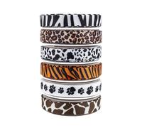 CWPFVQA 6 Rollos Cinta Estampada Texturizada, Cinta Estampado Leopardo, Tela Estampado Leopardo, Cinta Luto Personalizada, Cinta Tarta En Decoración Tartas, Cinta Grosgrain