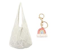 CWPFVQA Bolso de Malla para Playa con Colgante, para Mujer - Compras y Viajes, Diseño Crochet