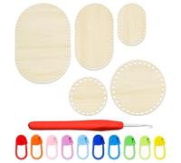 CWPFVQA Canasta De Crochet con Base De Madera De 5 Piezas, Aguja De Crochet De 1 Pieza, Hebillas Marcadas De 10 Piezas, Canasta De Crochet con Base De Madera, Base Redonda