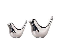 CWPFVQA Estatuas De Pájaros De 2 Piezas, Esculturas De Pájaros De Cerámica, Estatuas Decorativas Plateadas, Decoraciones Modernas para El Hogar, Gabinete De Escritorio De Oficina