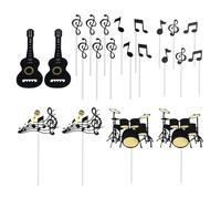 CWPFVQA Juego De 25 Piezas De Decoración para Tarta De Cumpleaños, Decoración para Tarta De Música, Suministros para Fiestas De Cumpleaños De Guitarra para Fiestas Temáticas De Cantantes