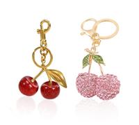 CWPFVQA Llaveros De 2 Uds, Dijes De Cereza, Accesorios para Equipaje, Llaveros De Mujer, Llaveros De La Suerte, Regalos para Mujer