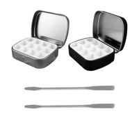 CWPFVQA Mini Caja De Pintura De 2 Piezas, 2 Varillas De Paleta, Mini Paleta De Acuarela, Mini Caja De Pintura De 12 Compartimentos, Caja De Acuarela Portátil, Juego De Caja De Acuarela De Viaje