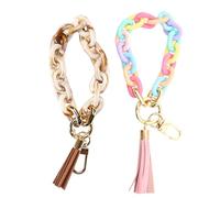 CWPFVQA Pack De 2 Llaveros Pulsera, Llaveros Cadena De Resina, Llaveros Borlas, Llaveros Moda Mujer, Llaveros Empalmados Multicolores