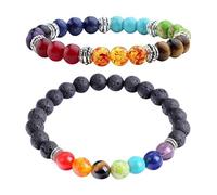 CWPFVQA Pack De 2 Pulseras De Cuentas De Colores, Pulseras De Cuentas para Mujer, Pulseras Elásticas, Pulseras De Cristal para Mujer, Pulseras Estilo Bohemio