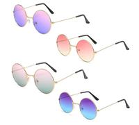 CWPFVQA Pack De 4 Gafas De Sol Degradadas Con Montura Redonda, Gafas De Sol Hippie Degradadas, Gafas De Montura Redonda Para Mujer, Gafas De Playa Coloridas, Gafas De Moda De Moda