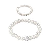 CWPFVQA Pulsera De Perlas De 1 Pieza con Anillo De Perlas De 1 Pieza, Pulsera Simple Y Elegante, Pulsera Moderna Y Versátil, Joyería De Perlas para Mujer, Conjunto De Joyas De Perlas