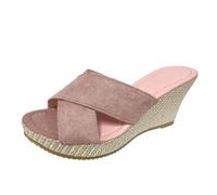 Cwuhyatre Sandalias de cuña para mujer, verano, moda, elegante, mulas, sandalias de punta abierta, roma, pedrería, brida tobillera, zapatos para playa, vacaciones, bohemio sandalias, tacón para mujer