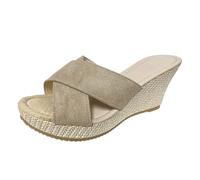 Cwuhyatre Sandalias de cuña para mujer, verano, moda, elegante, mulas, sandalias de punta abierta, roma, pedrería, brida tobillera, zapatos para playa, vacaciones, bohemio sandalias, tacón para mujer