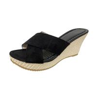 Cwuhyatre Sandalias de cuña para mujer, verano, moda, elegante, mulas, sandalias de punta abierta, roma, pedrería, brida tobillera, zapatos para playa, vacaciones, bohemio sandalias, tacón para mujer