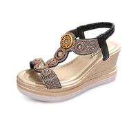 Cwuhyatre Sandalias Mujer Verano Cómodo Cuñas Bohemia Zapatos Antideslizante Transpirable Y Desnudo-Pies Abiertos Con Tacón Plataforma Comfy Sandalias Chic Y Elegante Grandes Tallas, Z Negro, 36 EU