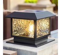 CWVYKNP Farola Solar Moderna Regulable Farola LED De Pilar Con 4 Modos De Encendido Y Apagado Automáticos Luces Solares Para Vallas, Resistentes Al Agua Y Al Óxido, Patio Exterior De Vidrio