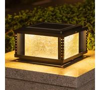 CWVYKNP Farolas Solares Para Exteriores De Madera De 4x4 Luces Solares Impermeables Para Patio Exterior Iluminación Paisajística Moderna Con Pantalla De Vidrio Transparente 3 Modos De Ajuste: Luz