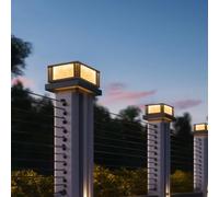 CWVYKNP Farolas Solares Para Exteriores De Madera De 4x4 Luces Solares Impermeables Para Patio Exterior Iluminación Paisajística Moderna Con Pantalla De Vidrio Transparente 3 Modos De Ajuste: Luz