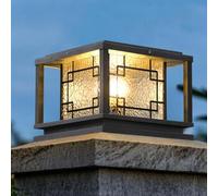 CWVYKNP Iluminación Paisajística Contemporánea Para Exteriores Farol De Columna De Vidrio Regulable Lámparas De Columna Con Encendido Y Apagado Automático Para Ajustar La Luz Cálida Y Fría