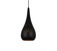 CWVYKNP Lámpara Colgante con Forma De Gota De Agua Negra Lámpara Colgante De Un Solo Cabezal De Hierro Hueco, Adecuado para Fuente De Luz De Comedor E27. Accesorio De Decoración De Luz Colgante