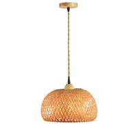 CWVYKNP Lámpara Colgante De Cocina Japonesa Lámpara Colgante De Bambú Natural De Doble Capa Tejida A Mano De 1 Luz Lámpara De Techo Semiempotrada Tipo Cúpula Para Comedor, Pasillo