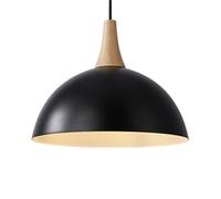 CWVYKNP Lámpara Colgante De Cúpula Negra Lámpara Colgante Estilo Rústico Para Isla De Cocina Con Cable, Madera Y Metal Lámpara De Techo Ajustable Para Comedor, Entrada Y Pasillo, 30 Cm