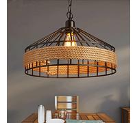 CWVYKNP Lámpara Colgante Estilo Jaula Estilo Granja Americana Lámparas Colgantes Industriales Vintage Con Cadena De Suspensión Accesorio De Lámpara De Cuerda De Cáñamo, Lámpara De Techo Edison