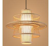 CWVYKNP Lámpara Colgante Multicapa De Bambú, Tipo Farol, Araña Lámpara De Jaula De Estilo Industrial Retro Lámpara Colgante Natural De Estilo Japonés Asiático Para Dormitorio, Sala Estar