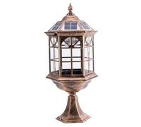 CWVYKNP Lámpara De Columna Solar Victoriana Lámpara De Columna Con Bolardo De Bronce Oxidado De Estilo Rústico Luz De Camino Europea Para Decoración Exterior Iluminación Solar Para Porche