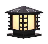 CWVYKNP Lámpara De Exterior Negra con Poste De Luz Luz Solar Brillante De Luz Amarilla Cálida para Porche De Puerta Luces De Poste Impermeables con Base De Montaje En Muelle