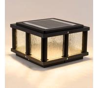 CWVYKNP Lámpara Solar Para Poste Con Pantalla De Vidrio Lámpara De Columna Solar Cuadrada Con Encendido Y Apagado Automático Luz LED Para Caminos De Exterior Lámpara De Poste Exterior Regulable