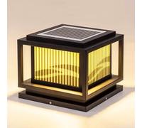 CWVYKNP Lámpara Solar Para Postes Lámpara Solar Para Pilar Exterior, Negra, Resistente Al Óxido Lámpara Regulable Para Postes Iluminación De Paisaje Estilo Granja Con Encendido Y Apagado