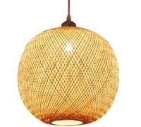 CWVYKNP Lámparas Colgantes Redondas Chinas, Lámpara Colgante Industrial De Bambú Antiguo Lámpara De Araña Minimalista De 1 Luz De Mimbre De Bambú Natural Para Comedor Estilo Rústico