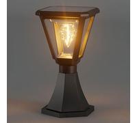 CWVYKNP Luces Solares Para Postes De ABS Simples Luz De Columna Para Exteriores Con Base De Montaje En Muelle Luces Solares LED Negras Luz De Poste Con Energía Solar Para Postes Cercas