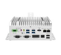CWWK Mini PC Fanless, Computadora Micro Industrial i5 8265U, 2 x COM RS232/RS485/RS422, PC Empotrable en Riel DIN, 2 x LAN Gigabit, 8GB RAM 256GB NVMe SSD, GPIO, SIM, 9-36V