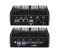 CWWK N100 Mini PC sin Ventilador, Computadora Industrial Mini con 2X COM RS232/RS485, 2 x i226-V 2.5GbE LAN, Micro PC C1 con 32GB RAM 512GB SSD, 4K 3 Pantallas, USB-C, SIM, WiFi/BT