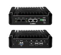 CWWK N355 Mini PC Firewall Appliance, 2 x 10GbE SFP+ Mini Computer with 2 x i226-V 2.5GbE LAN, S1 OPNsense Micro PC DDR5 16GB RAM 256GB NVMe SSD, Dual 4K Display, USB-C, TF, AES-NI