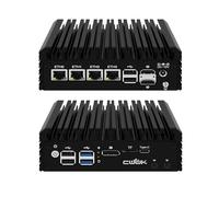 CWWK N355 Mini PC Firewall Appliance, OPNsense Mini Computer with 4 x i226V 2.5GbE LAN, F1 Fanless Micro PC DDR5 16GB RAM 256GB NVMe SSD, 2*HD+DP+Type-C 4K Display, TF, AES-NI